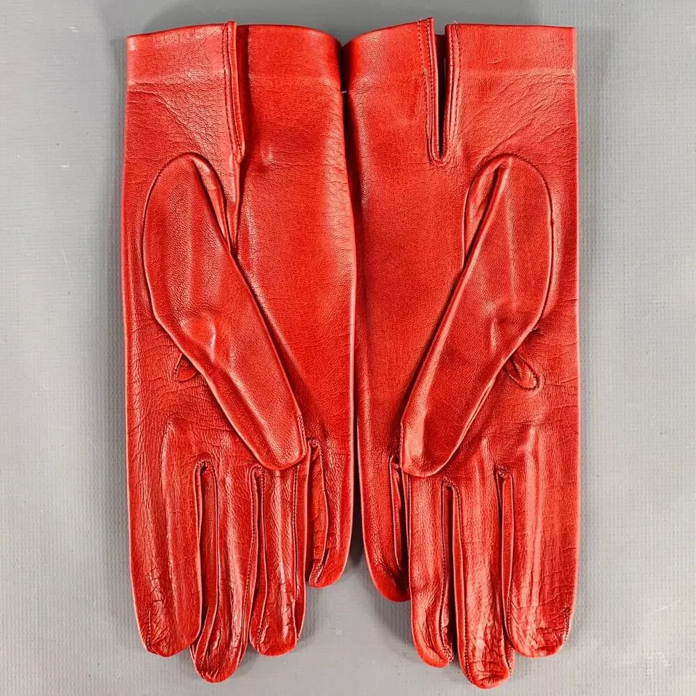 VINTAGE Size 6.5 Red Leather Gloves